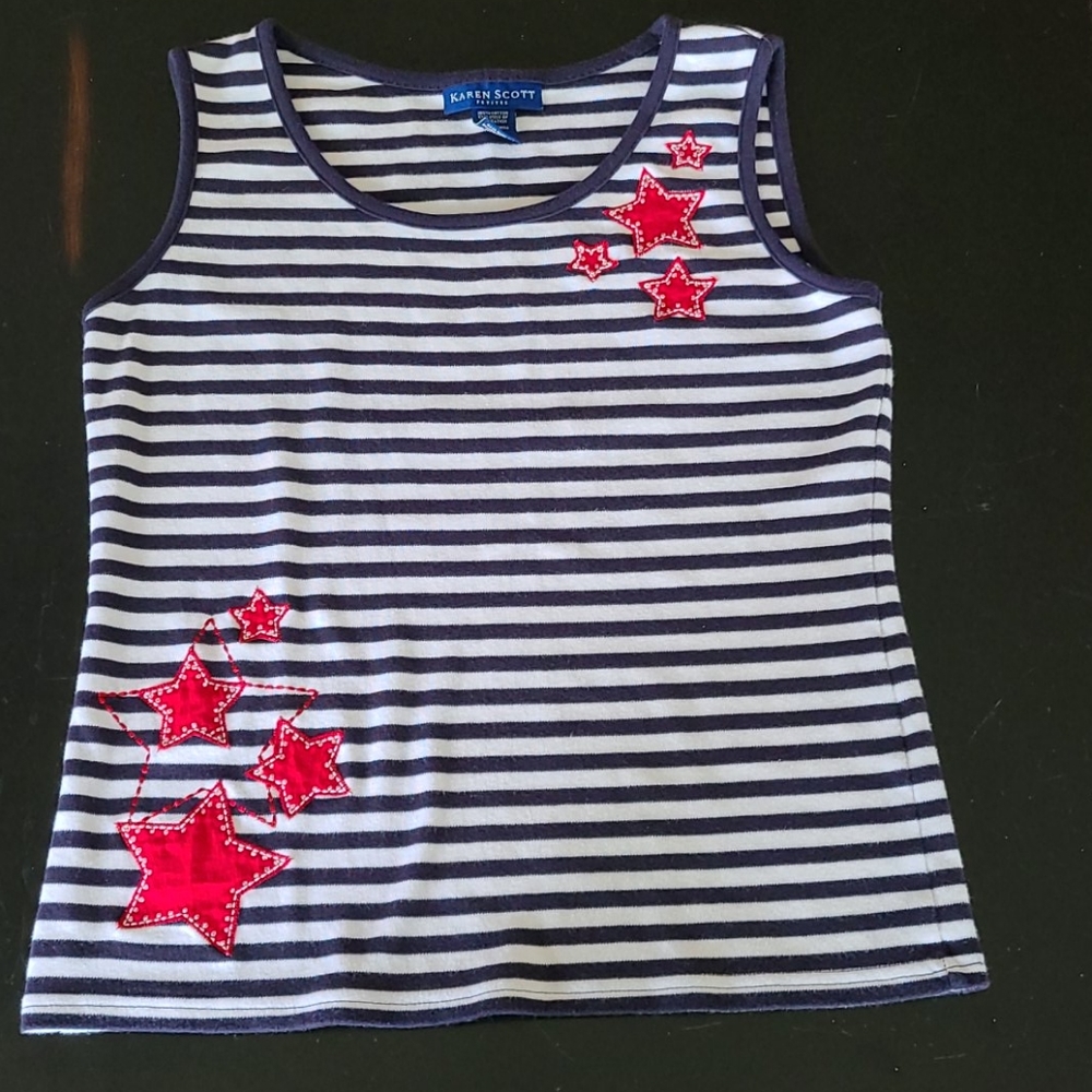 Patriotic Karen Scott petite sleeveless top